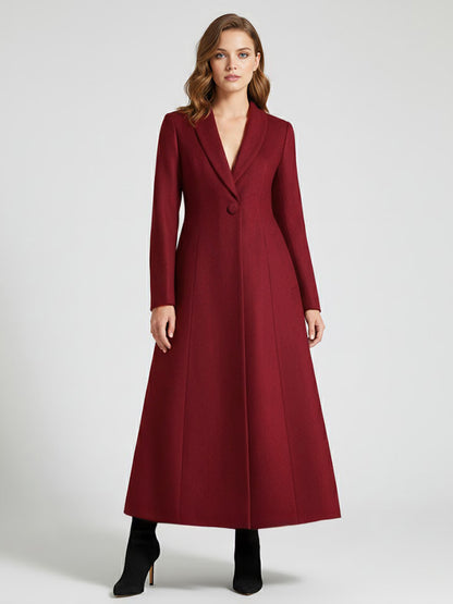 Women's Coat Warm Winter A-line Lapel Full Length Maxi Woolen Coat 2026