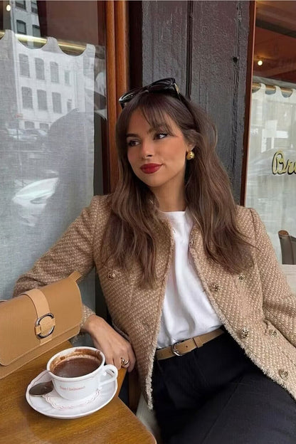 Tweed Single Breasted Short Coat