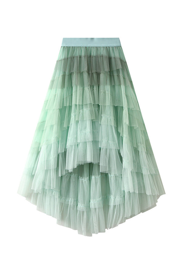 Irregular cake skirt high waist mesh skirt