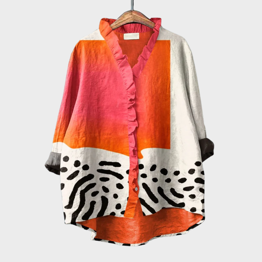 Women's Linen Long Sleeve Summer Blouse – Elegant Lightweight Top