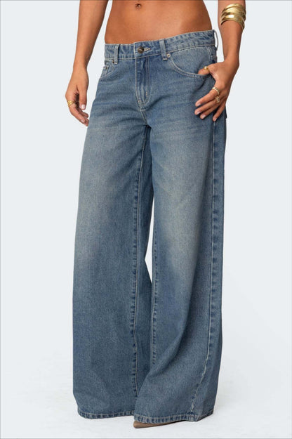 Loose Fit Printed Wide Leg Jean