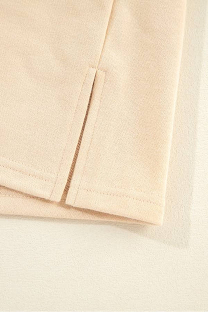 Light French Beige Striped Patchwork Collar Sweatshirt