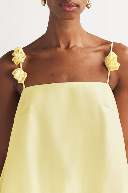 Emma Spaghetti Strap Rose Detail Mini Dress