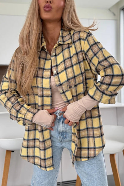 Love of Mine Plaid Print Long Sleeve Oversized Blouse