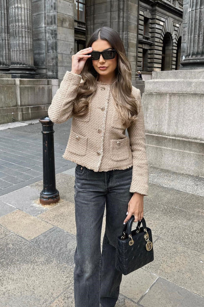 Tweed Single Breasted Short Coat