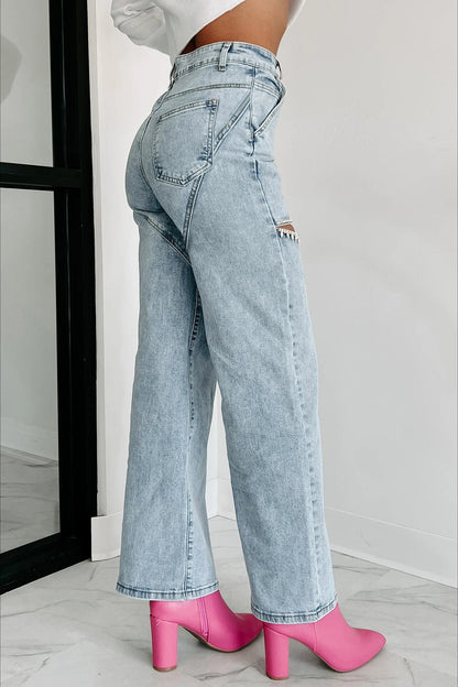 Washed High Waist Fashion Jean