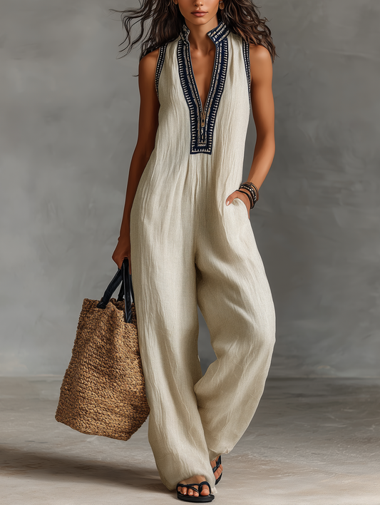 Sabrina | Linen Sleeveless Jumpsuit