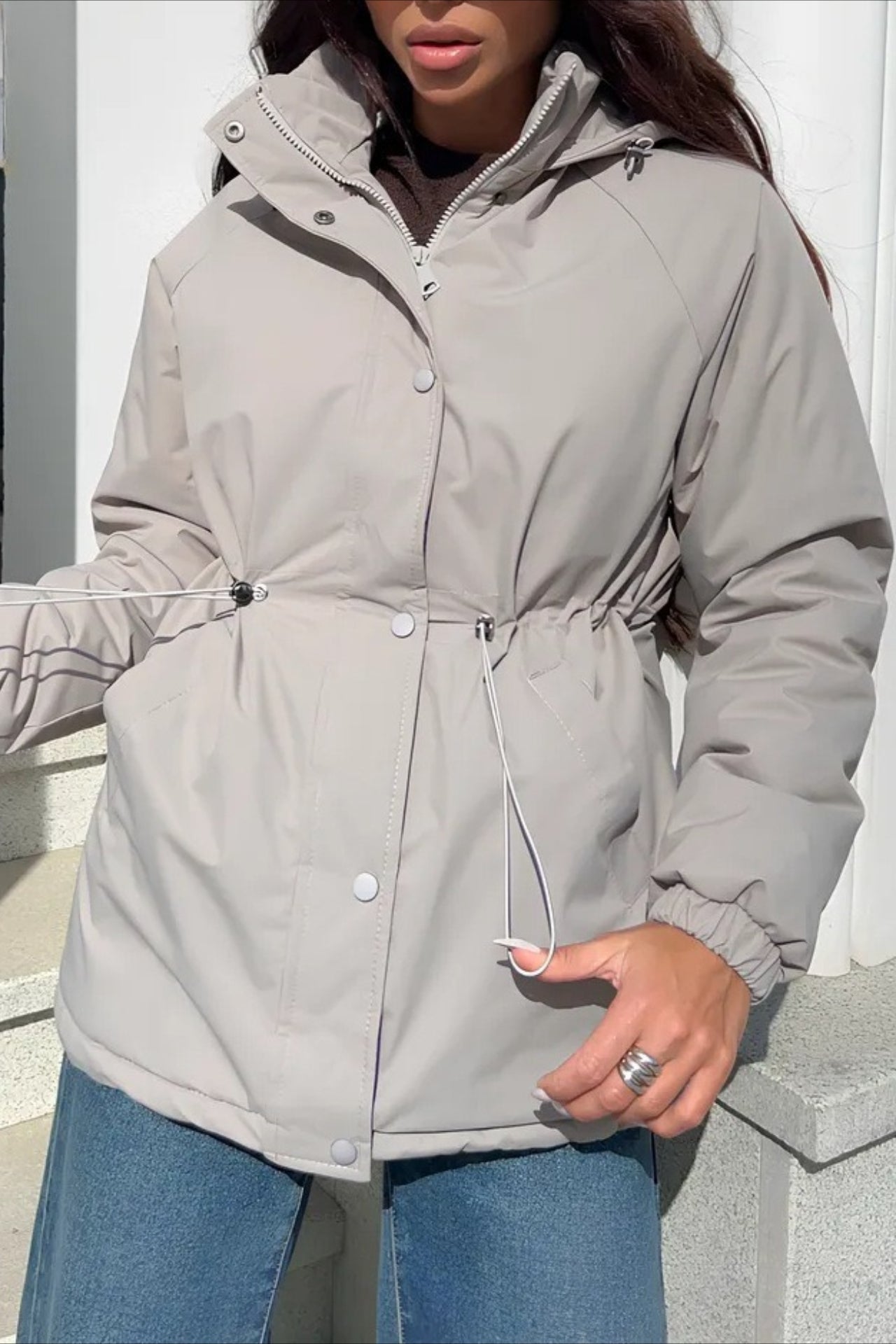 Drawstring Waist Leisure Outdoor Sports Mountaineering Jacket