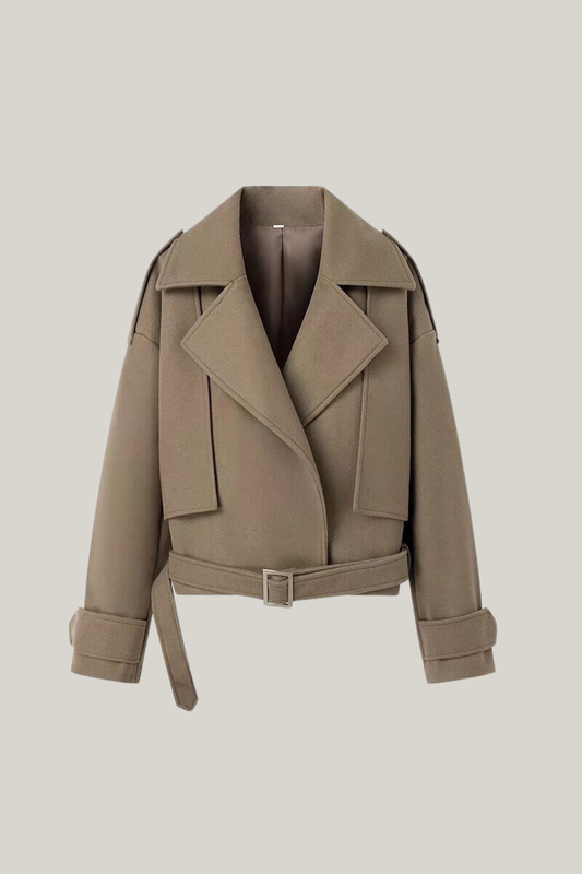 Notched Collar Beltes Jacket