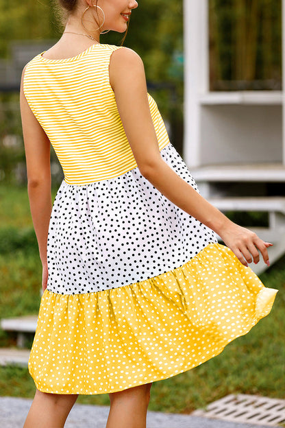 Polka dot mosaic large swing dress