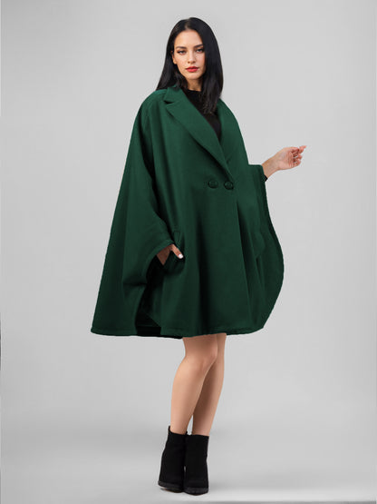 Wool Blend Cape Coat Dark Navy Lapel Oversized Poncho Winter Outerwear For Women 2026