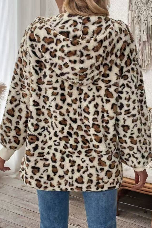 Printed Reversible Fleece Open Front Coat