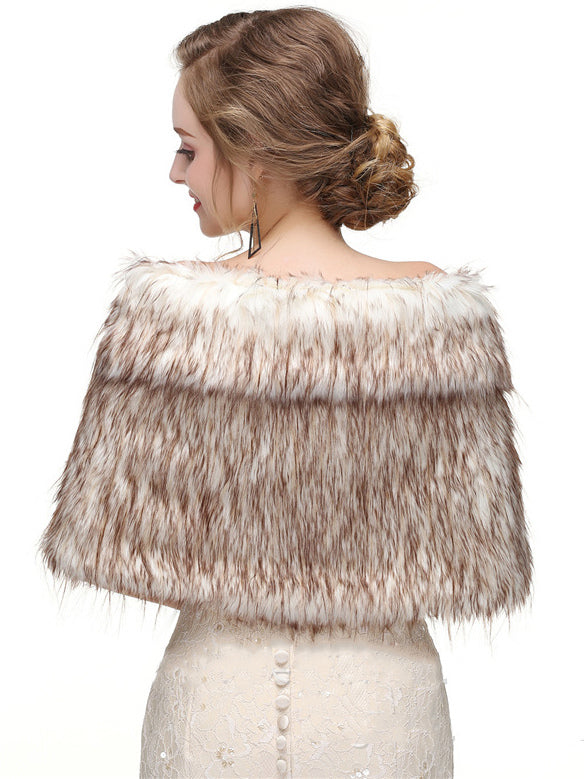 Faux Fur Wedding Wrap Bridal Shawl Winter Warm Cover Ups