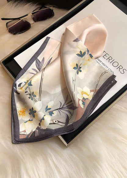 Blossom Mist - Satin Floral Square Scarf 53×53cm
