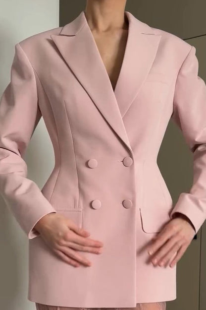 Chic Blazer Lace Skirt Two Piece Set