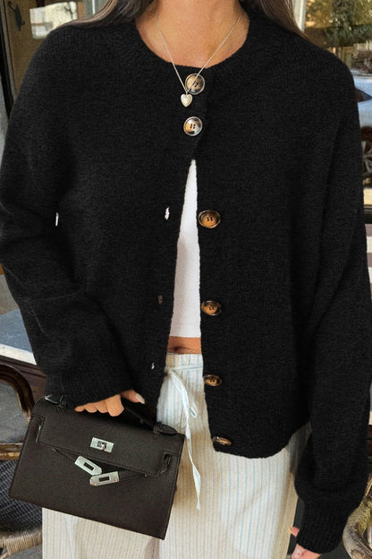 Minimalist Button Long Sleeve Cardigan