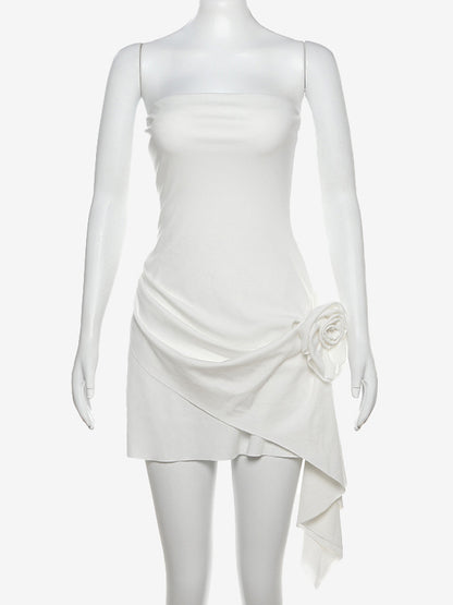 Party Dresses White Strapless Sleeveless Semi Formal Dress