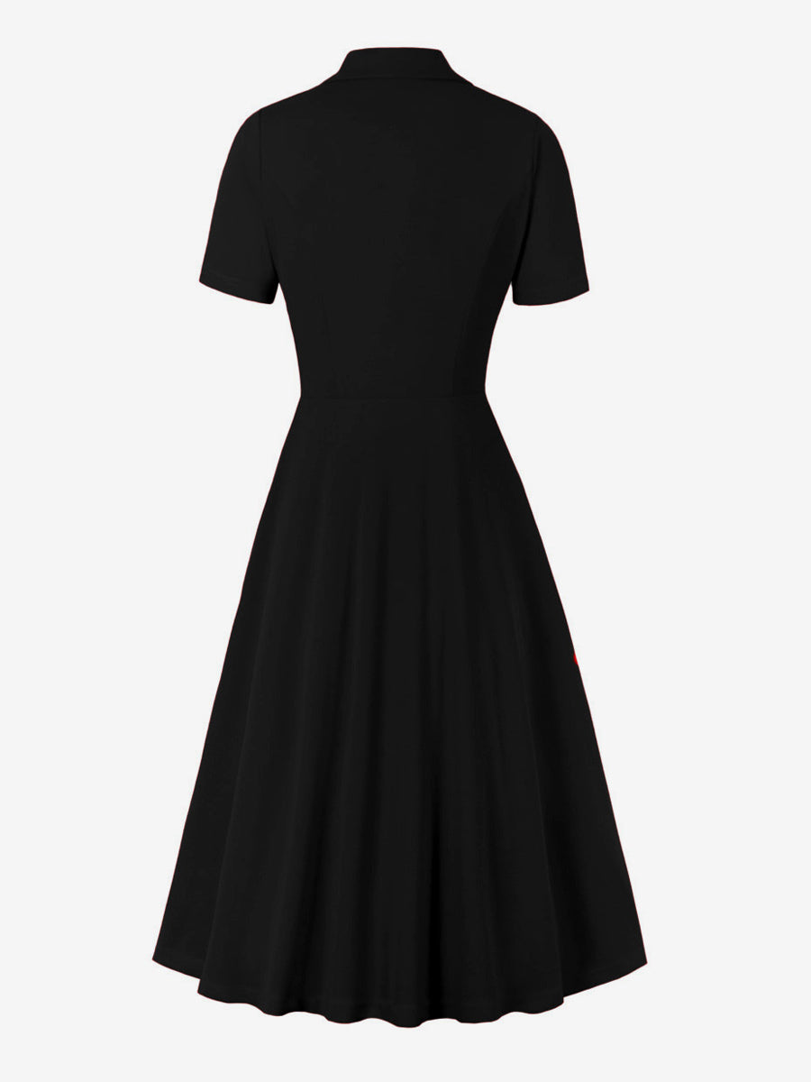Vintage 1950s Swing Dress for Women - A Line Double Breasted Lapel Collar Rockabilly Midi Tea Dress - Summer Cocktail 2026