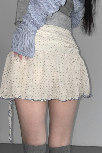 Retro Polka Dot Tie Mini Skirt