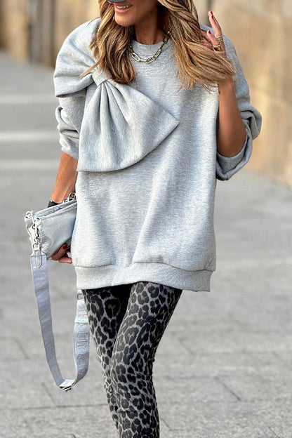 Gray Bow Maxi Sweatshirt