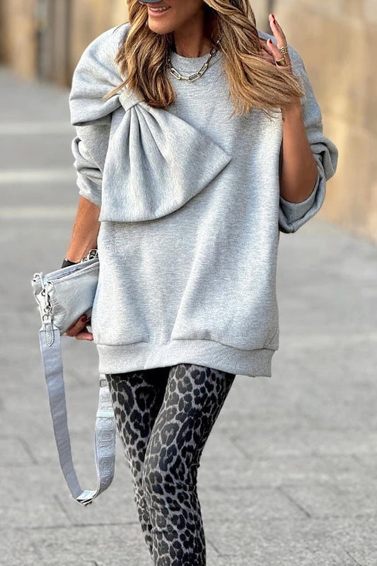 Gray Bow Maxi Sweatshirt