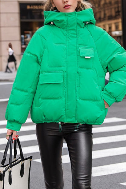 Cropped Insulated Cargo Puffer Jacket