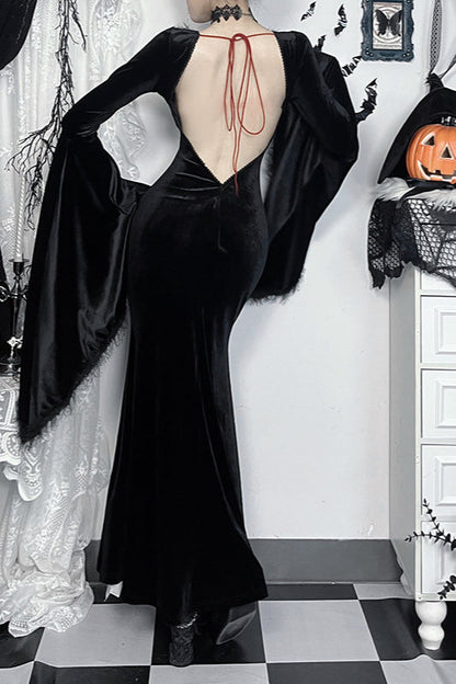 Elegant Open Back Gothic Dress