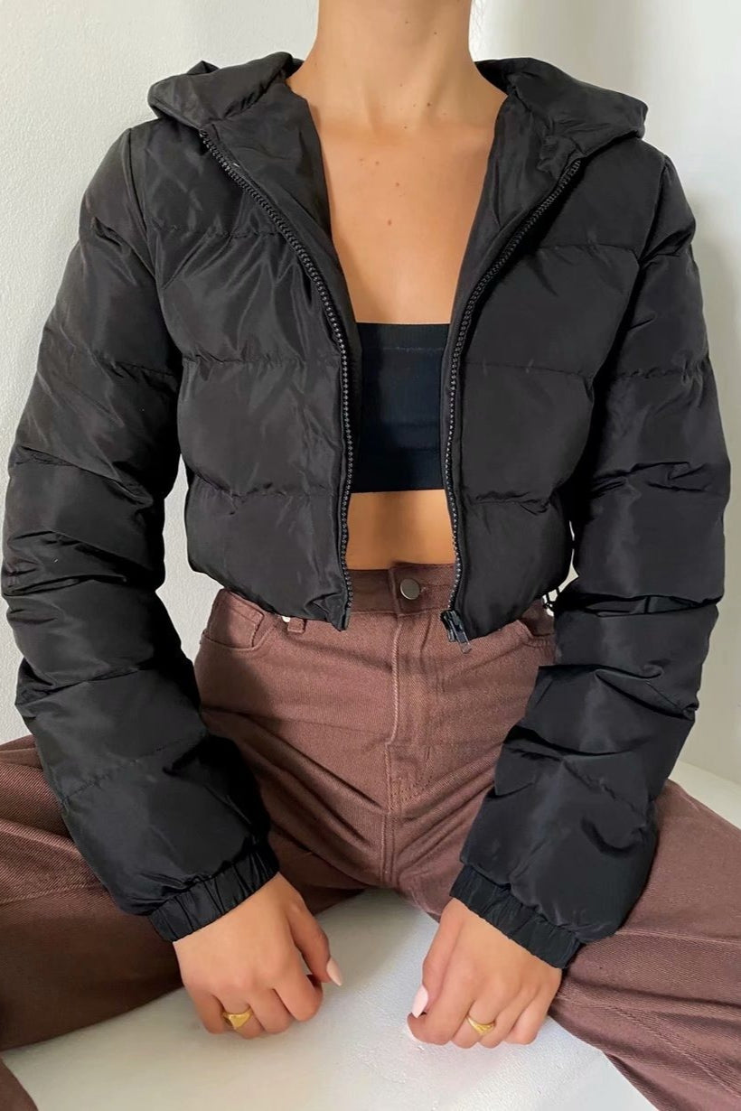 Short Hooded Quilted Puffer Jacket