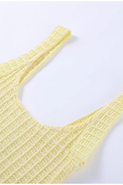Scoop Neck Waffle Knit Tank Bodycon Mini Dress