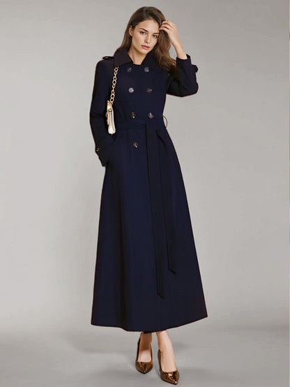 Women's Trench Coat Practical Turndown Collar Buttons Full Length Coat