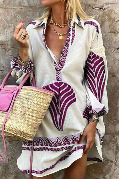 Printed Tunic Shirt Mini Dress
