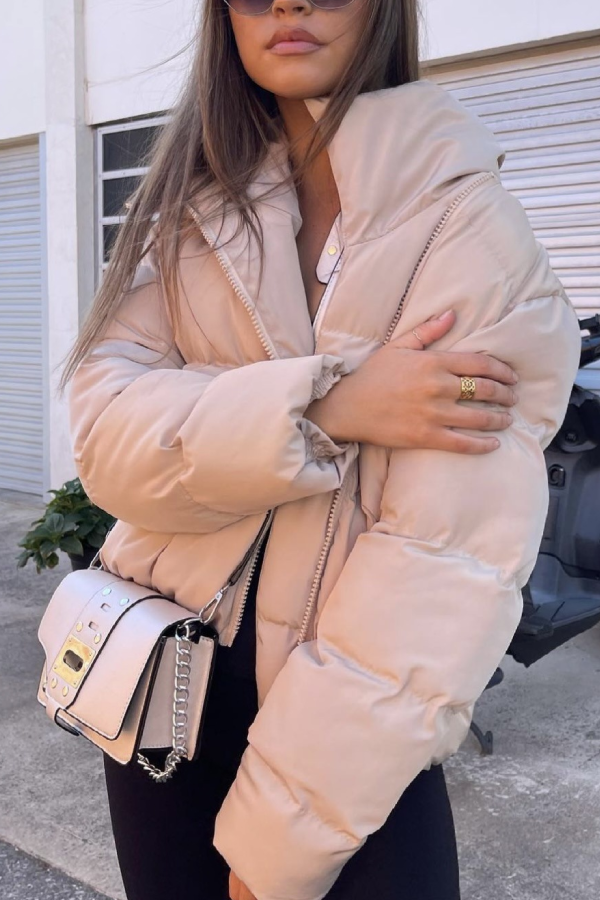 Stand Collar Zipper Windproof Cotton Coat