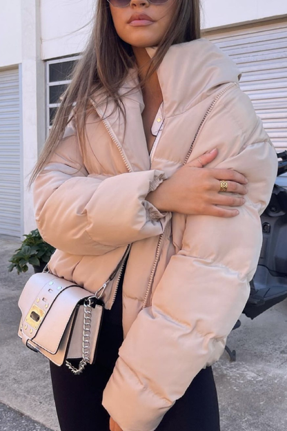 Stand Collar Zipper Windproof Cotton Coat