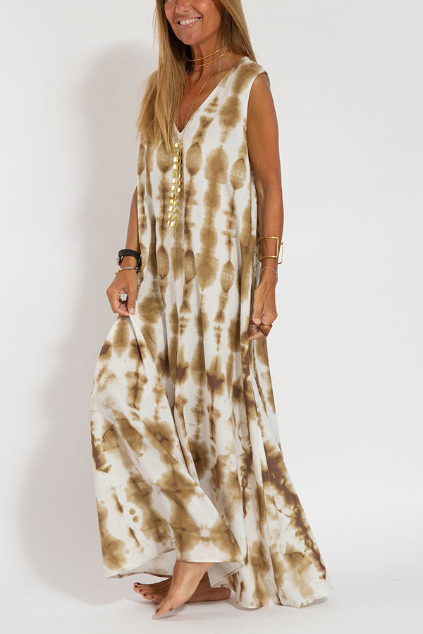 Turquoise print fluid dress