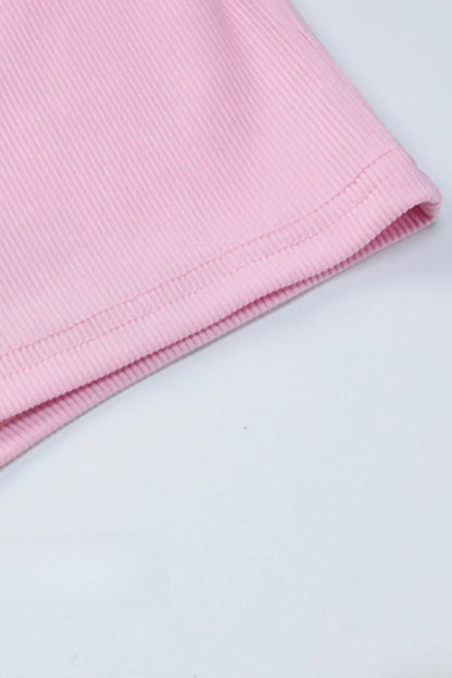 Pink Crisscross Back Rompers with Scoop Neck