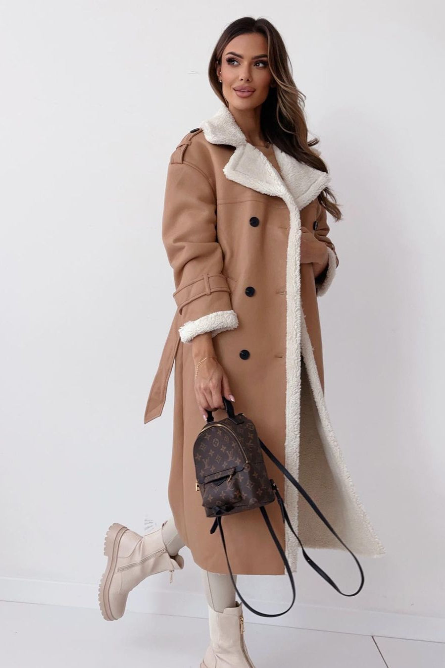 Reversible Fleece Stand Collar Coat