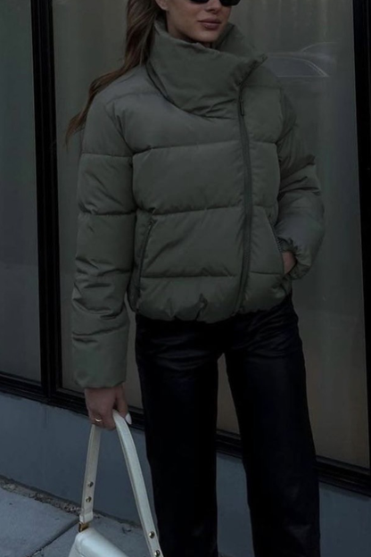 Stand Collar Zipper Windproof Cotton Coat