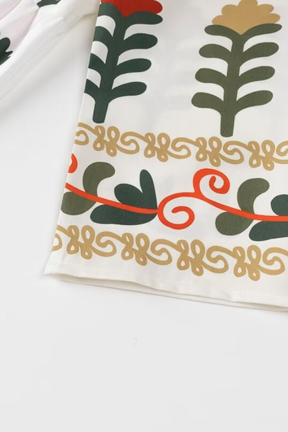 Positioning Plant Leaf Print Long Dress