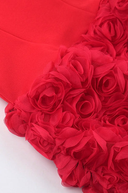 Strapless Corset Bodice 3D Floral Applique Tiered Mini Dress