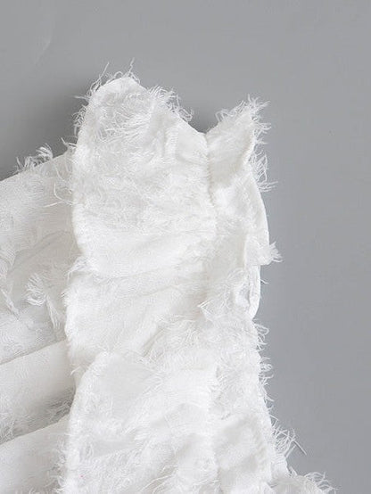 Ruffled Tied off the-Shoulder Elastic Waist Short Dress