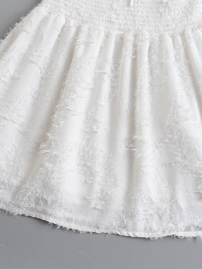 Ruffled Tied off the-Shoulder Elastic Waist Short Dress