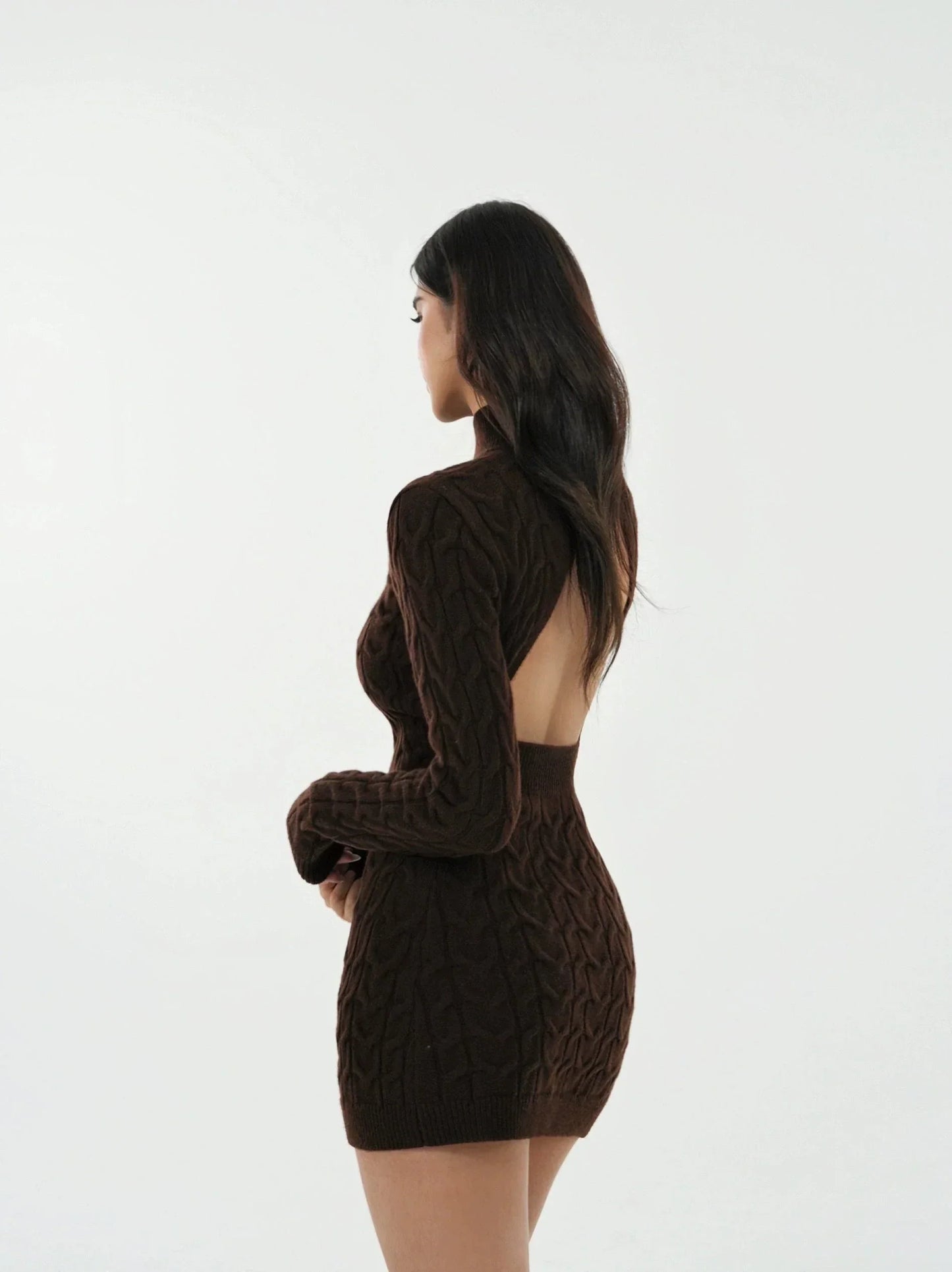Open-Back Cable Knit Dress