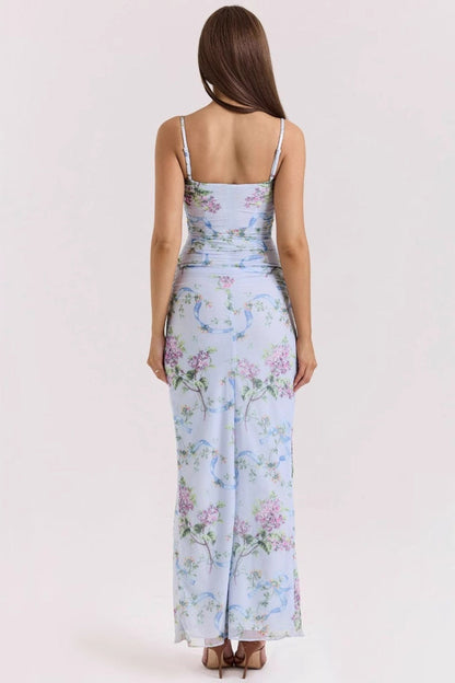 Floral Spaghetti Strap Slim Fit Maxi Dress