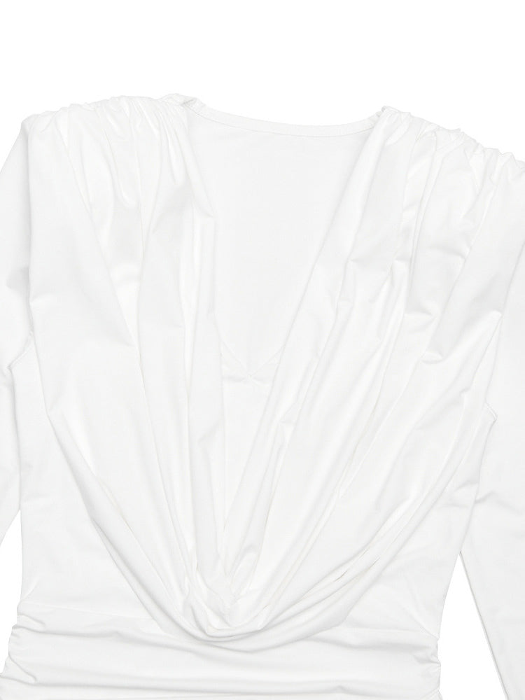 Modern Ruched Mini Dress With Deep V Neck For Women 2026