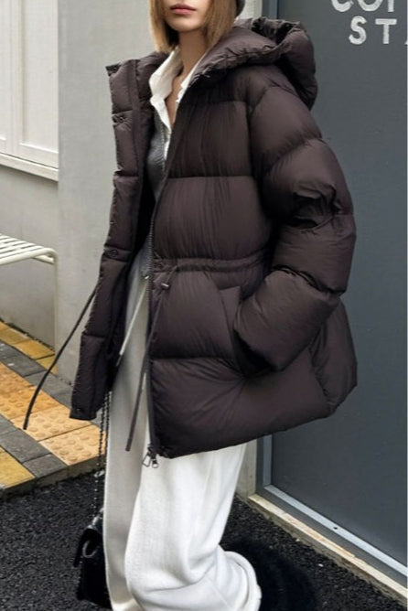 Premium White Duck Down Trench Puffer Jacket