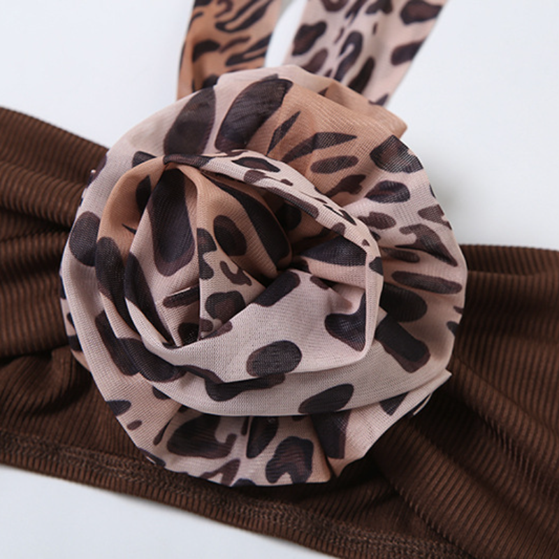 Leopard print halter self tie mesh 3 piece maxi skirt set