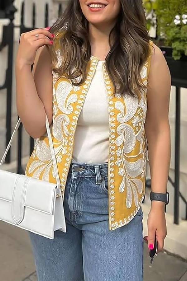 Sleeveless Embroidered Jacket