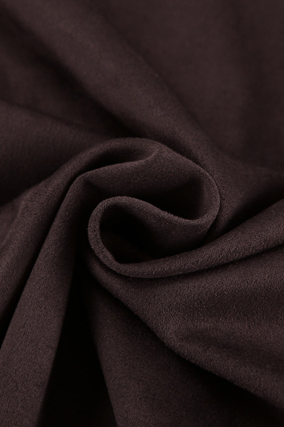 Brown Suede Loose Blazer Coat