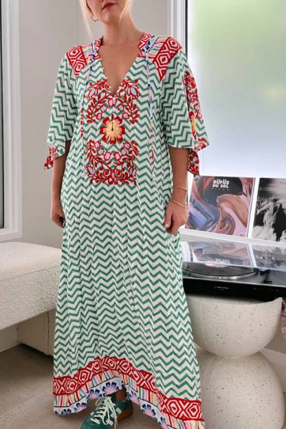 Forest Wave Totem Print Dress