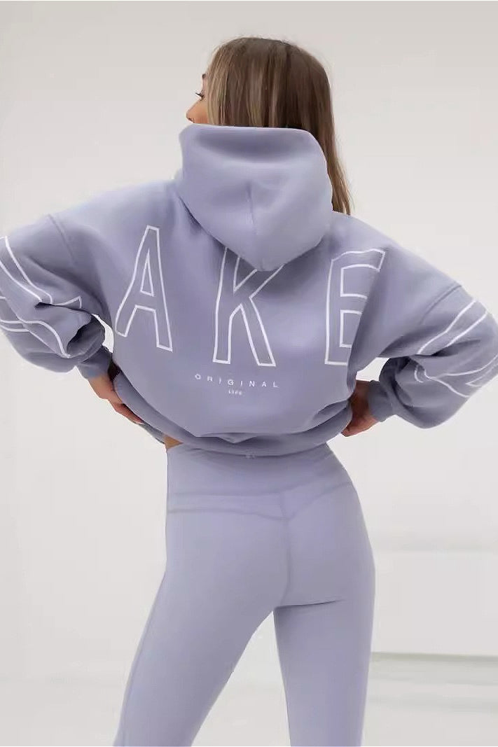 Printed Thick Loose Hoodie